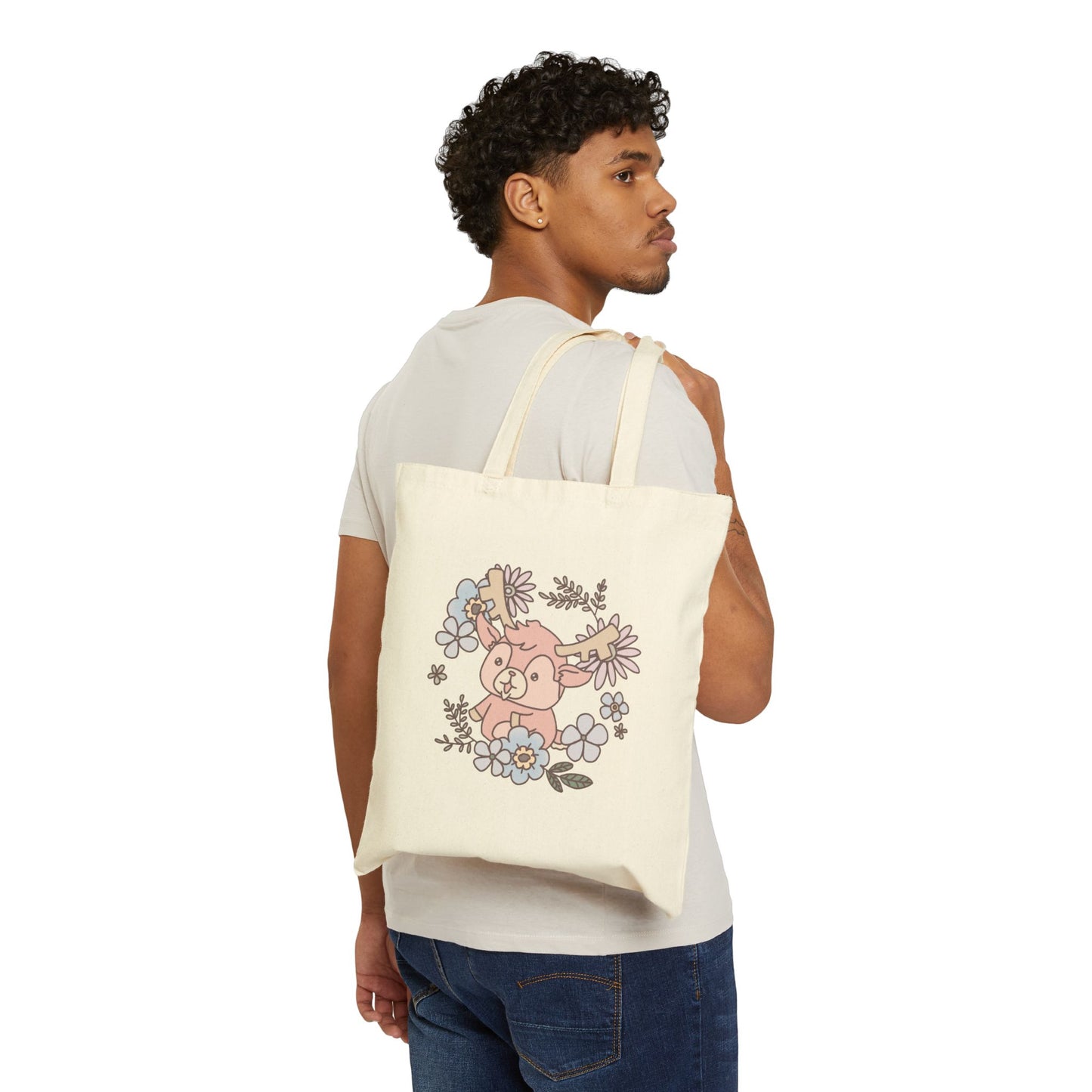 Shikataro & Inocchi's flower tote bag with motive on both sides (US market)