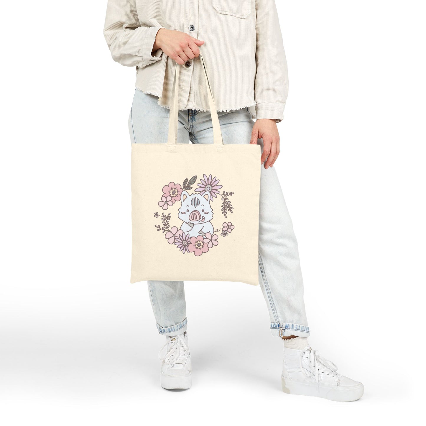 Shikataro & Inocchi's flower tote bag with motive on both sides (US market)