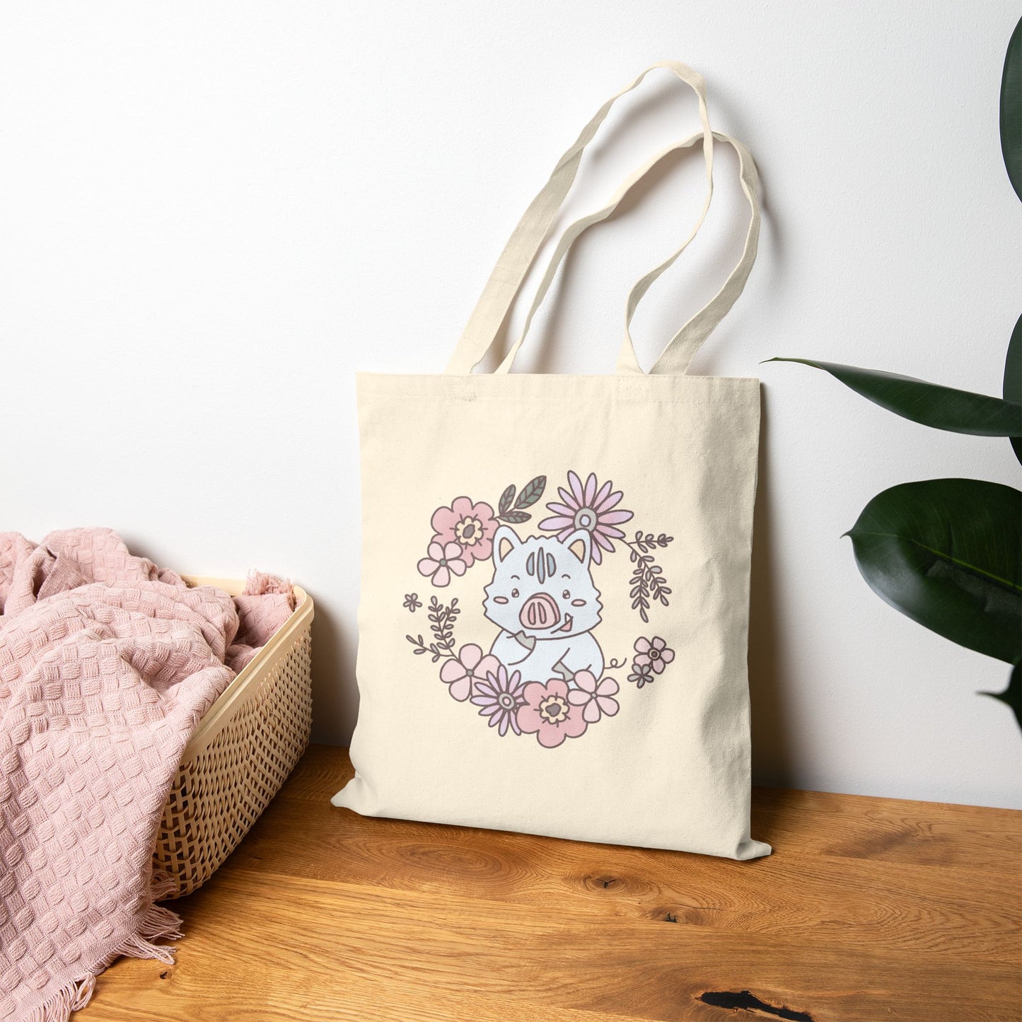 Shikataro & Inocchi's flower tote bag with motive on both sides (US market)