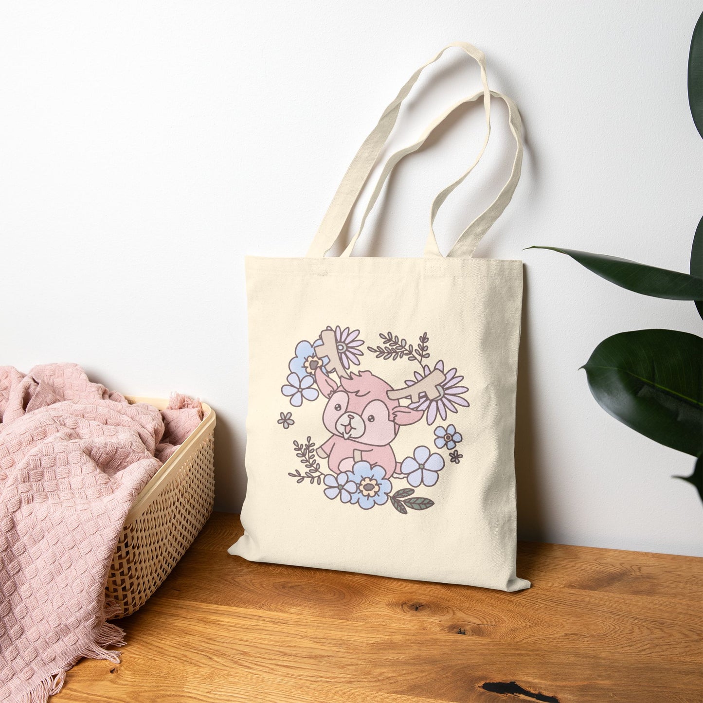 Shikataro & Inocchi's flower tote bag with motive on both sides (US market)