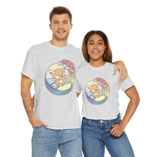 Rainbow surfer unisex shirt from organic cotton (US market)