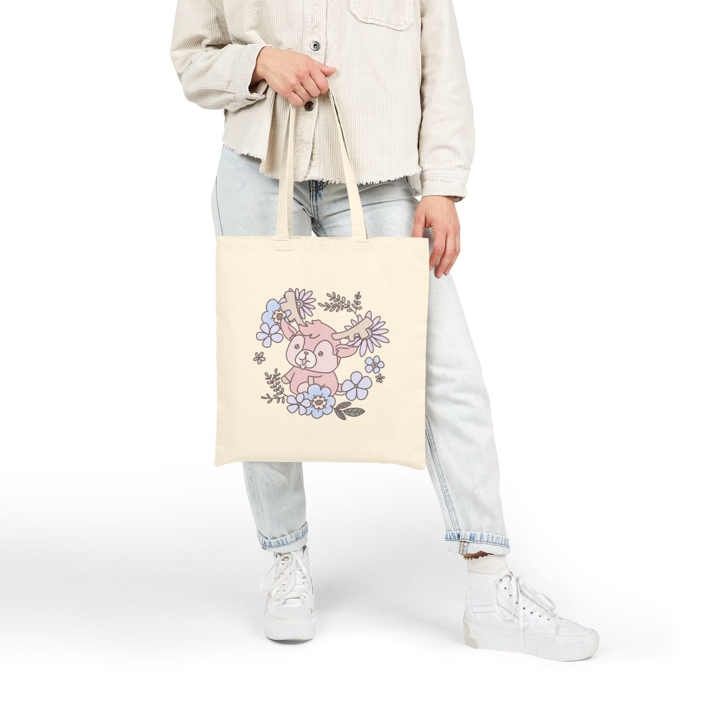 Shikataro & Inocchi's flower tote bag with motive on both sides (US market)