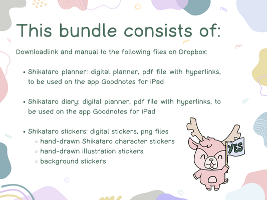 Shikataro's planner, diary & sticker bundle, digital files usable for Goodnotes productivity app