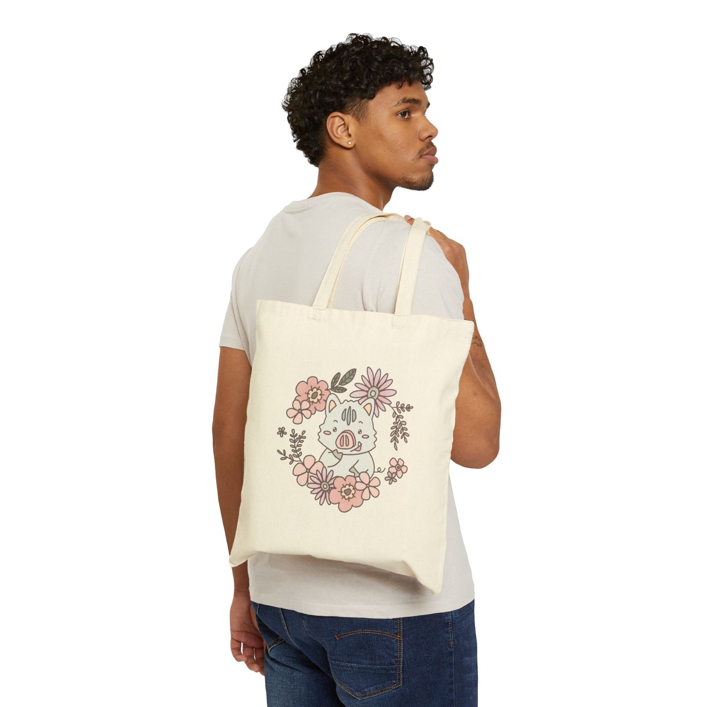 Shikataro & Inocchi's flower tote bag with motive on both sides (US market)