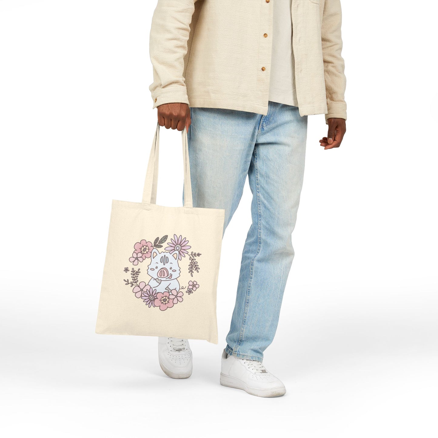 Shikataro & Inocchi's flower tote bag with motive on both sides (US market)