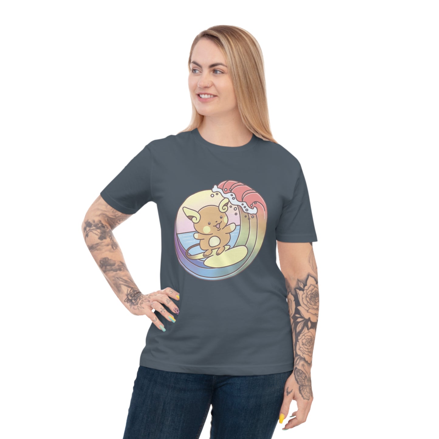 Rainbow surfer unisex shirt from organic cotton (EU market)