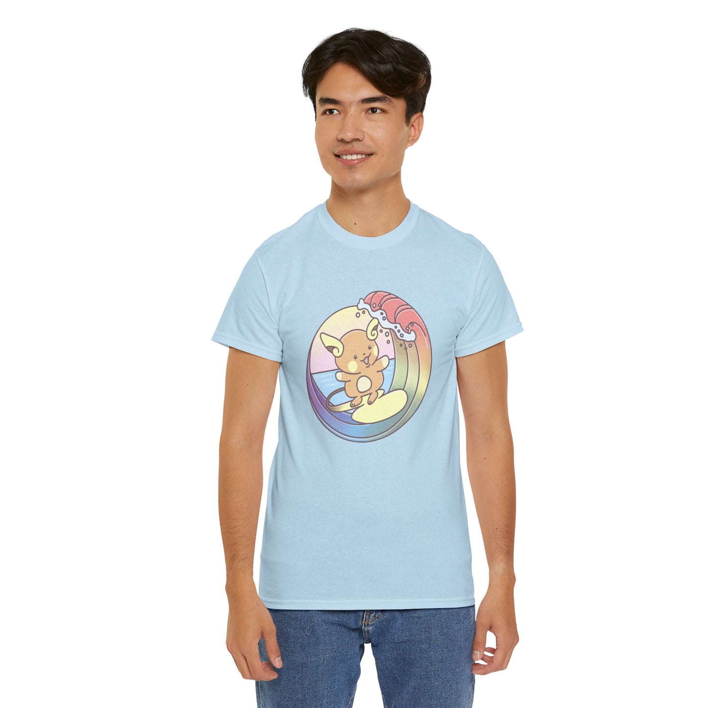 Rainbow surfer unisex shirt from organic cotton (US market)