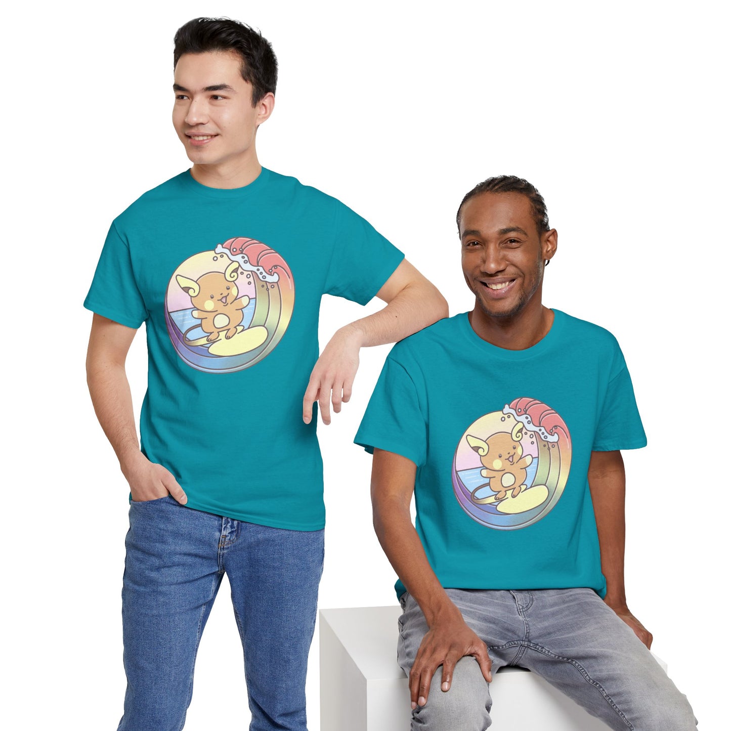 Rainbow surfer unisex shirt from organic cotton (US market)