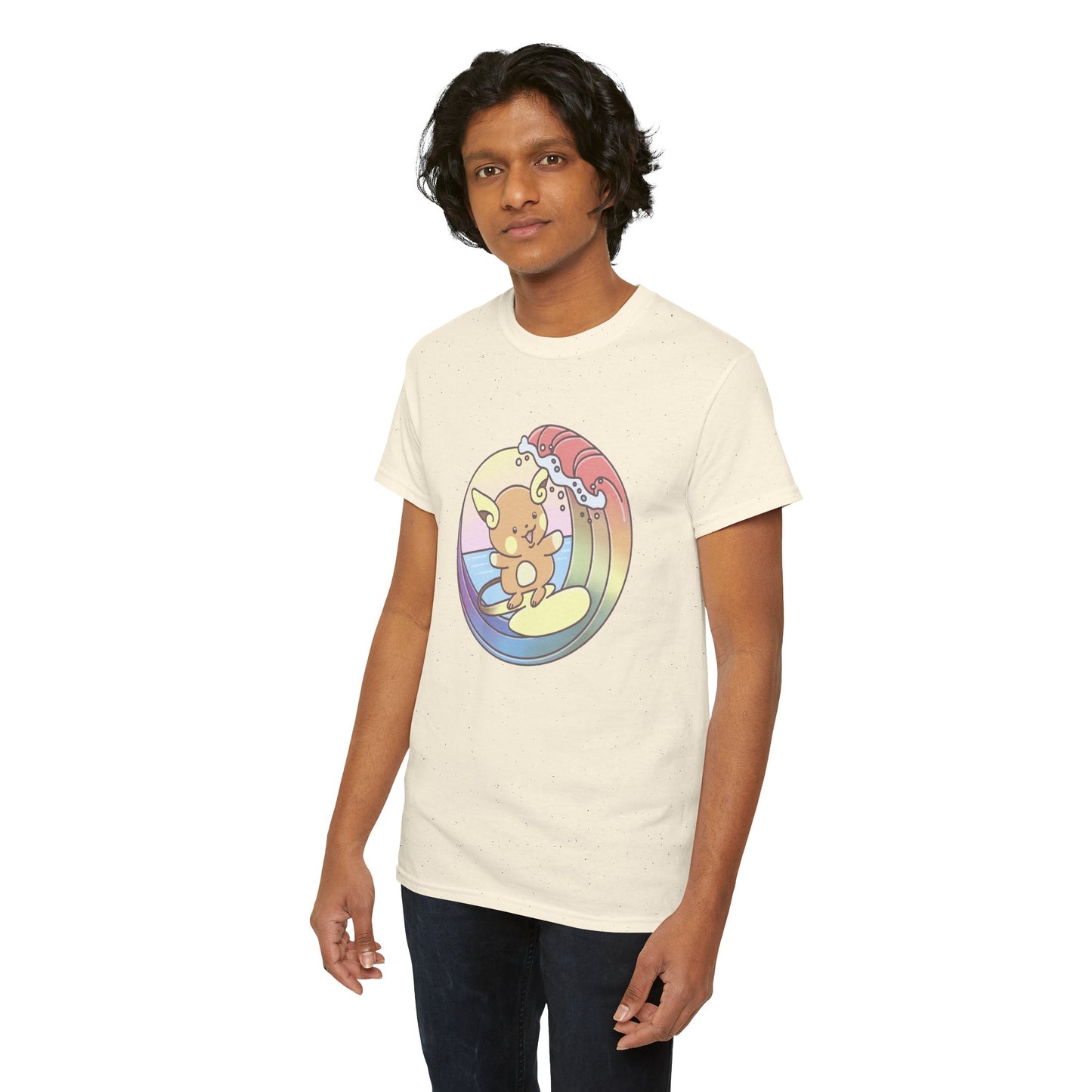 Rainbow surfer unisex shirt from organic cotton (US market)