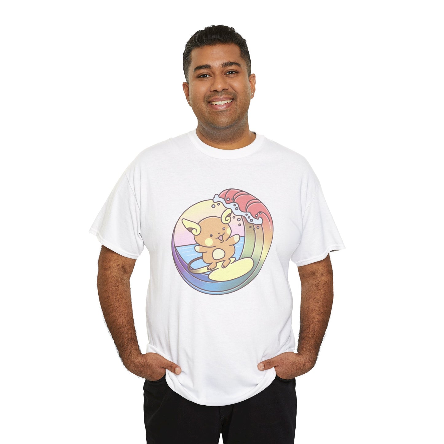 Rainbow surfer unisex shirt from organic cotton (US market)