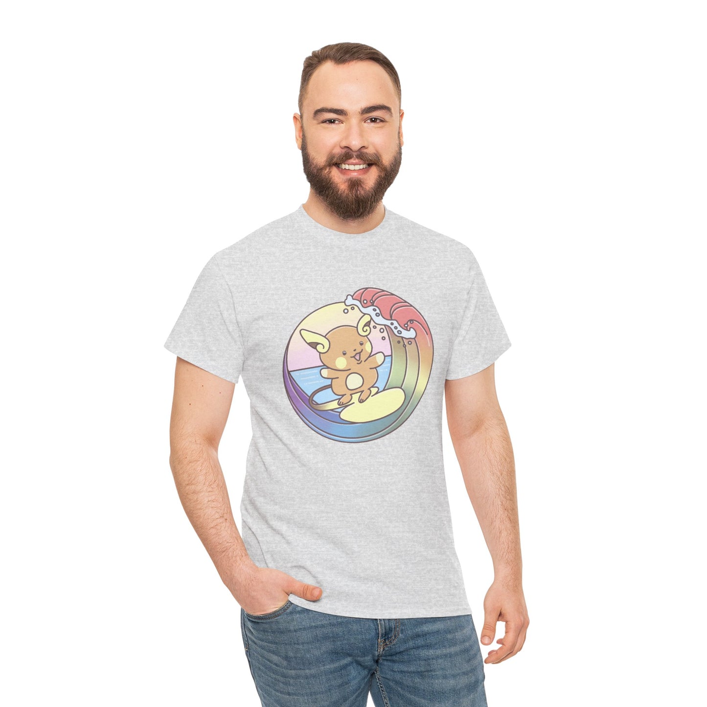 Rainbow surfer unisex shirt from organic cotton (US market)