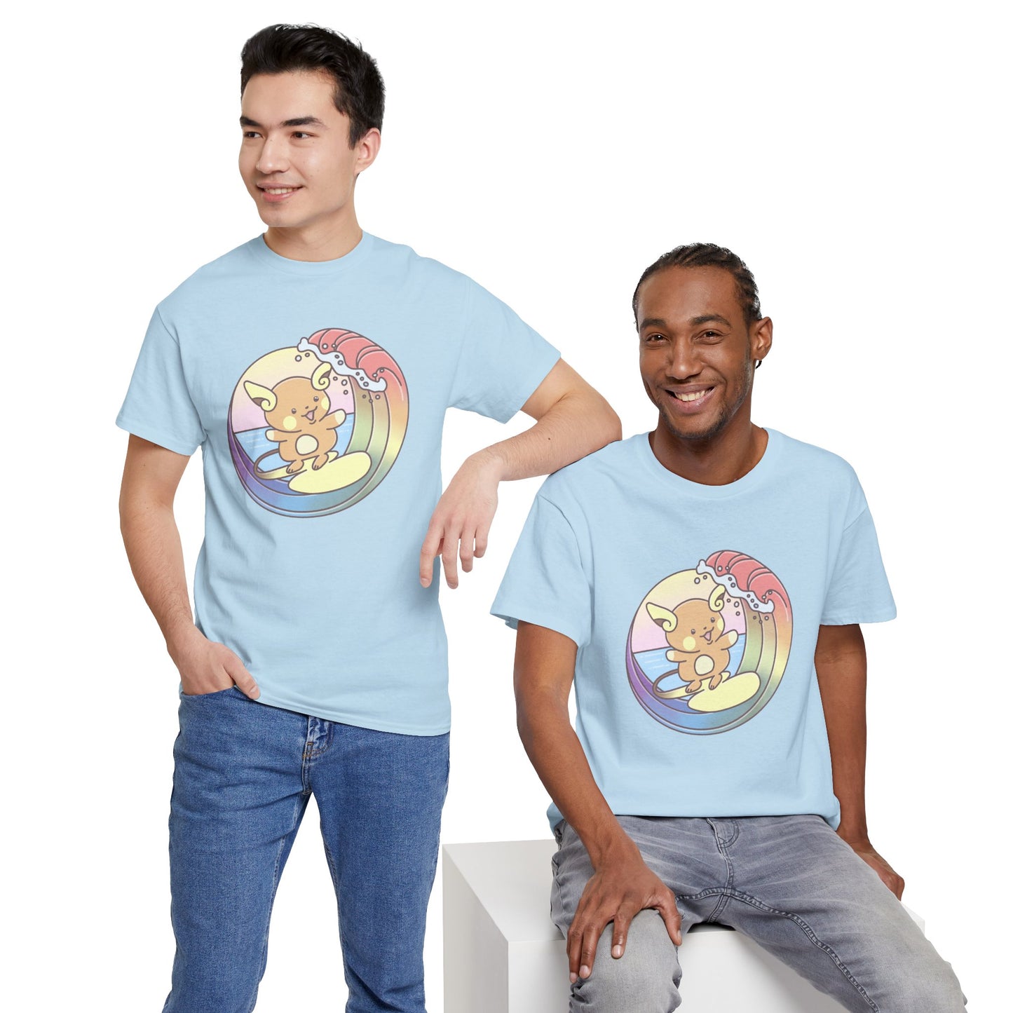 Rainbow surfer unisex shirt from organic cotton (US market)