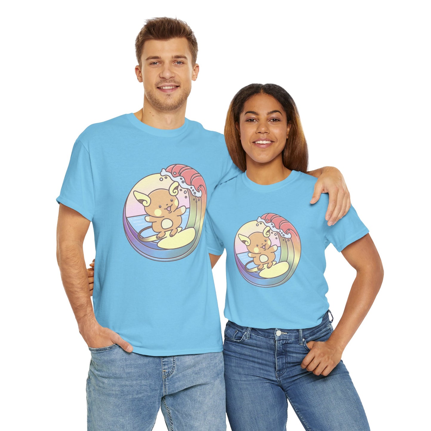 Rainbow surfer unisex shirt from organic cotton (US market)