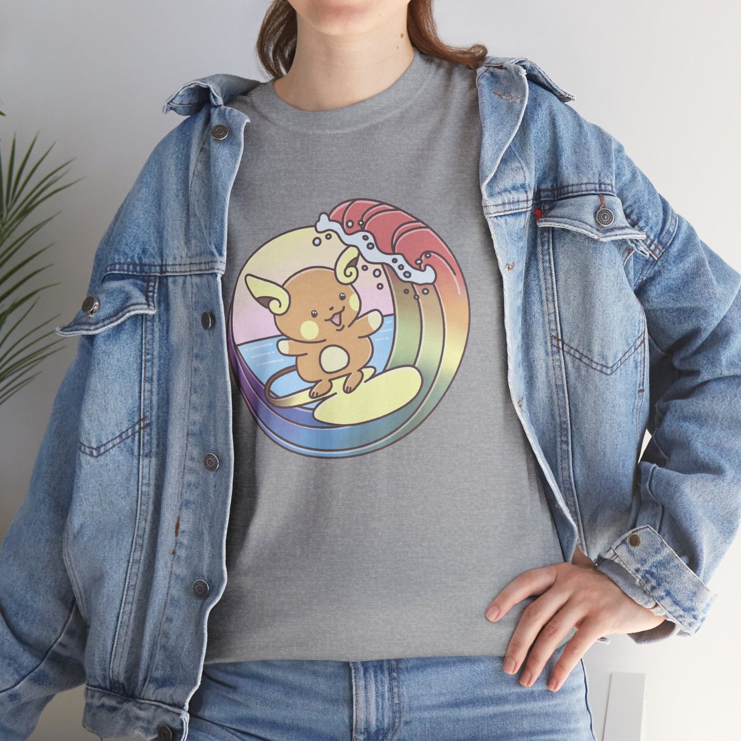 Rainbow surfer unisex shirt from organic cotton (US market)