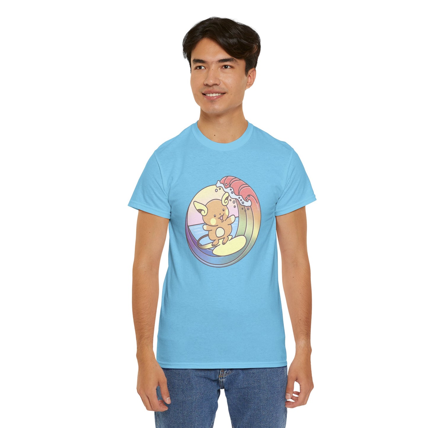 Rainbow surfer unisex shirt from organic cotton (US market)
