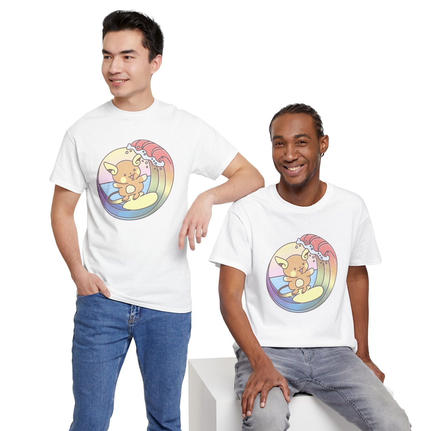 Rainbow surfer unisex shirt from organic cotton (US market)