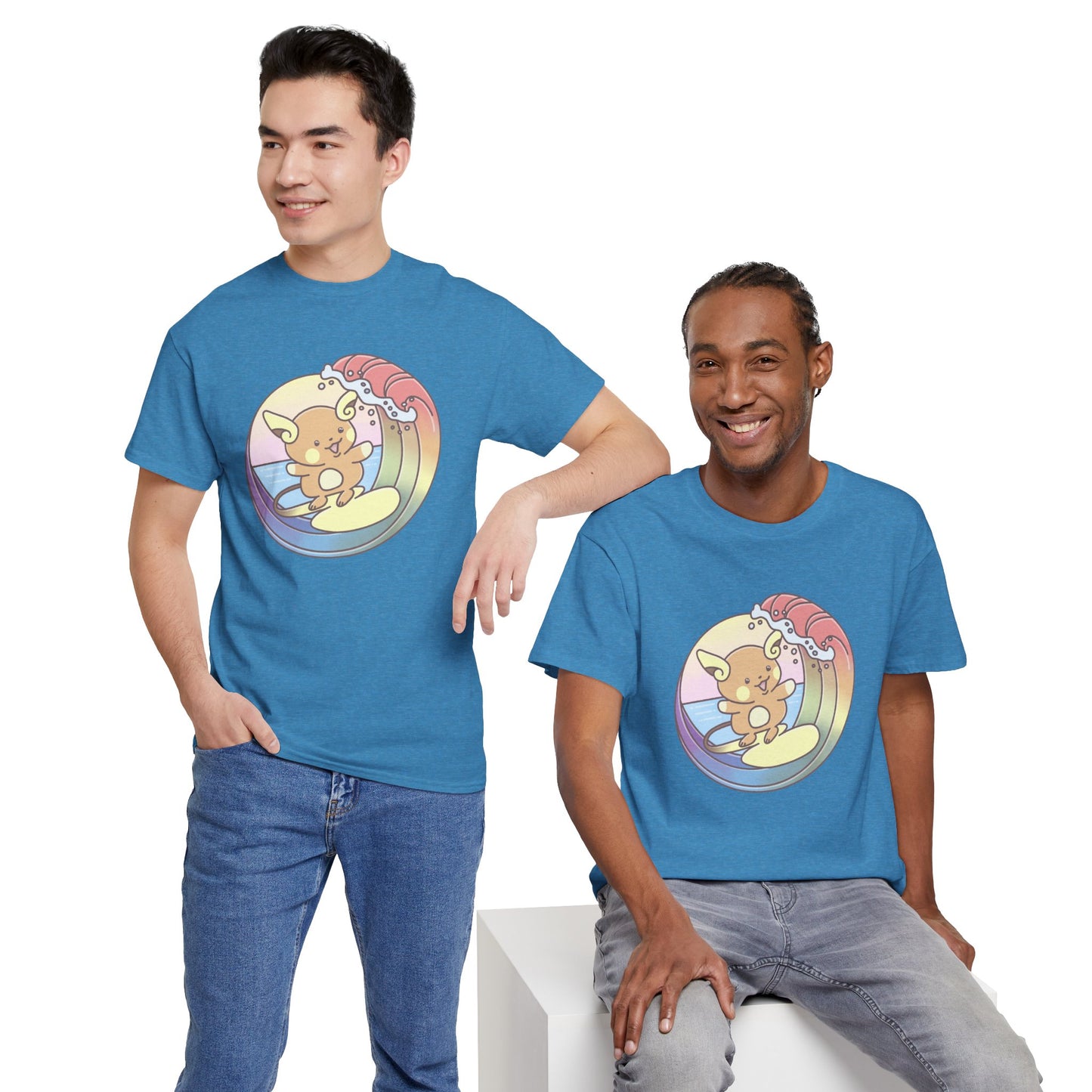 Rainbow surfer unisex shirt from organic cotton (US market)