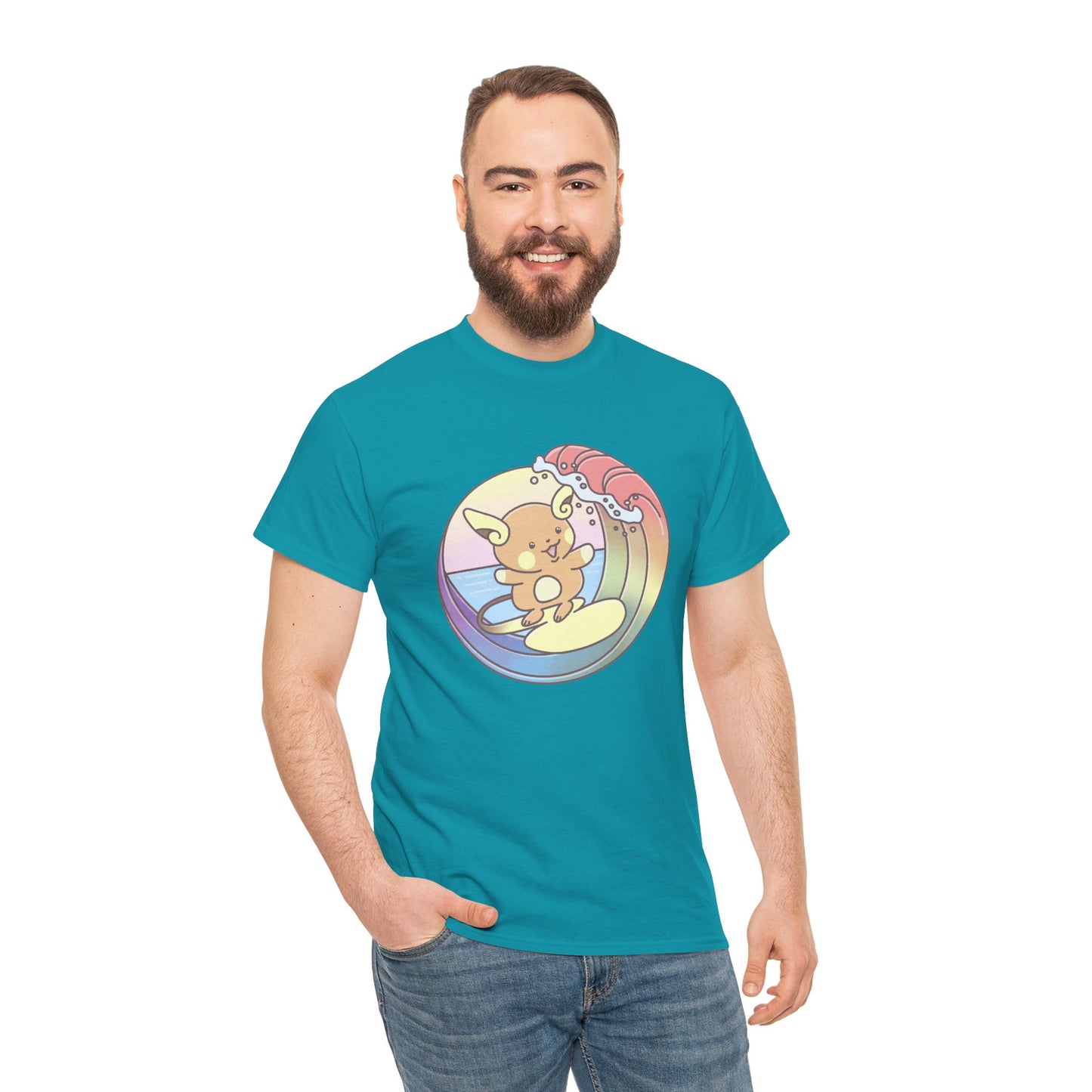 Rainbow surfer unisex shirt from organic cotton (US market)