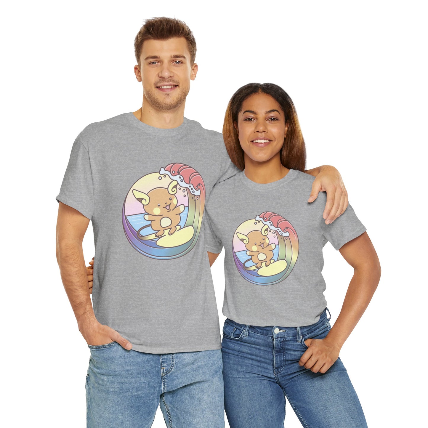 Rainbow surfer unisex shirt from organic cotton (US market)