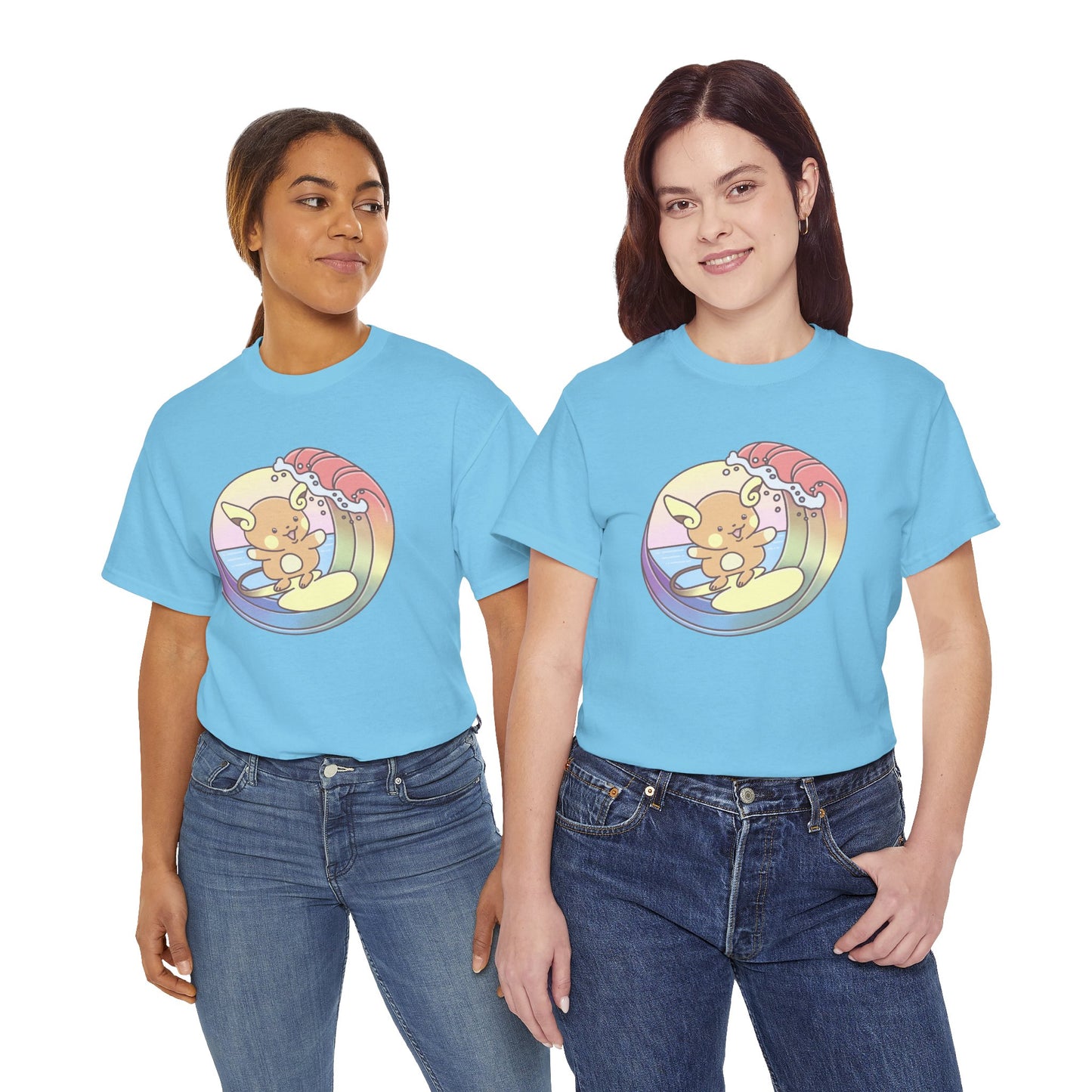 Rainbow surfer unisex shirt from organic cotton (US market)