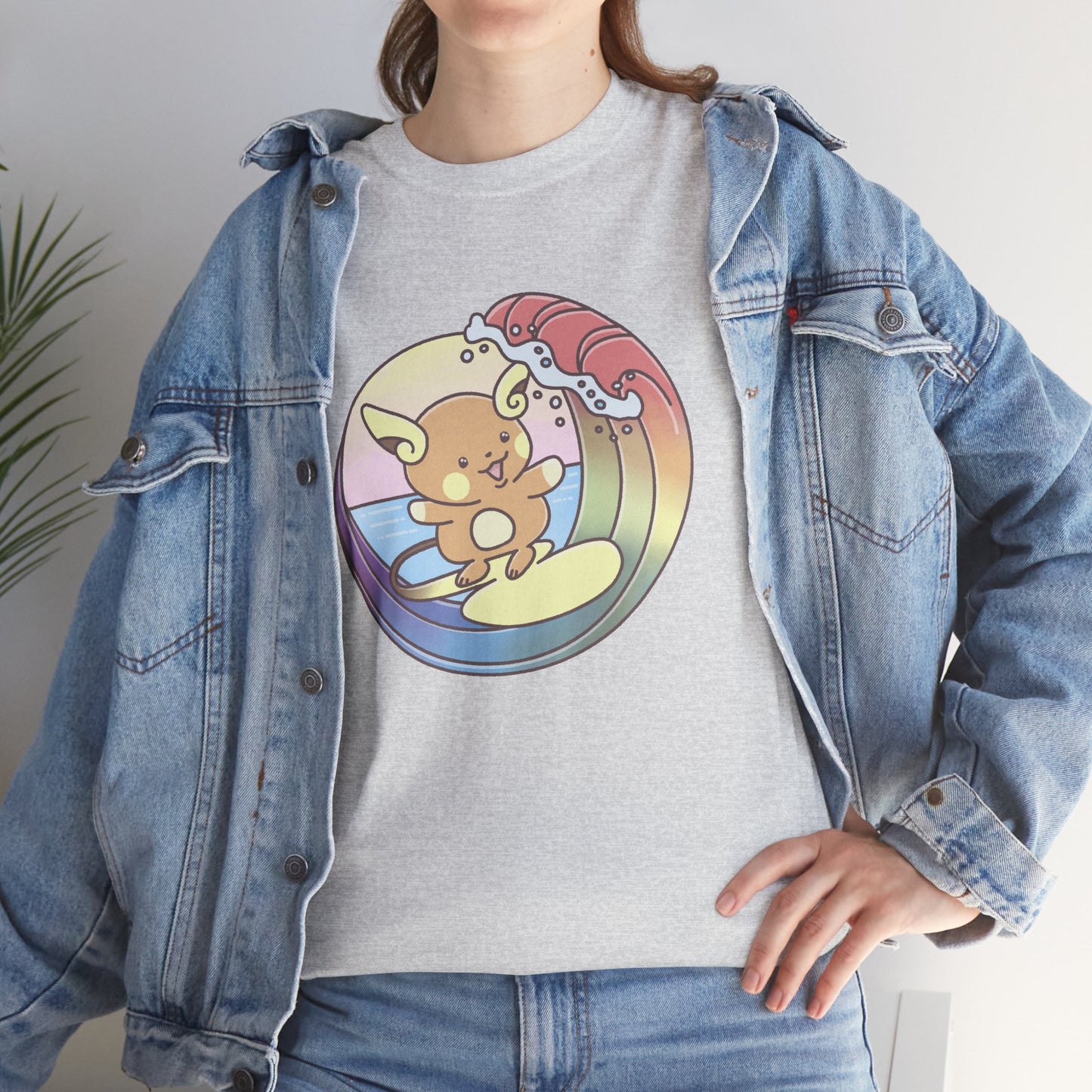 Rainbow surfer unisex shirt from organic cotton (US market)