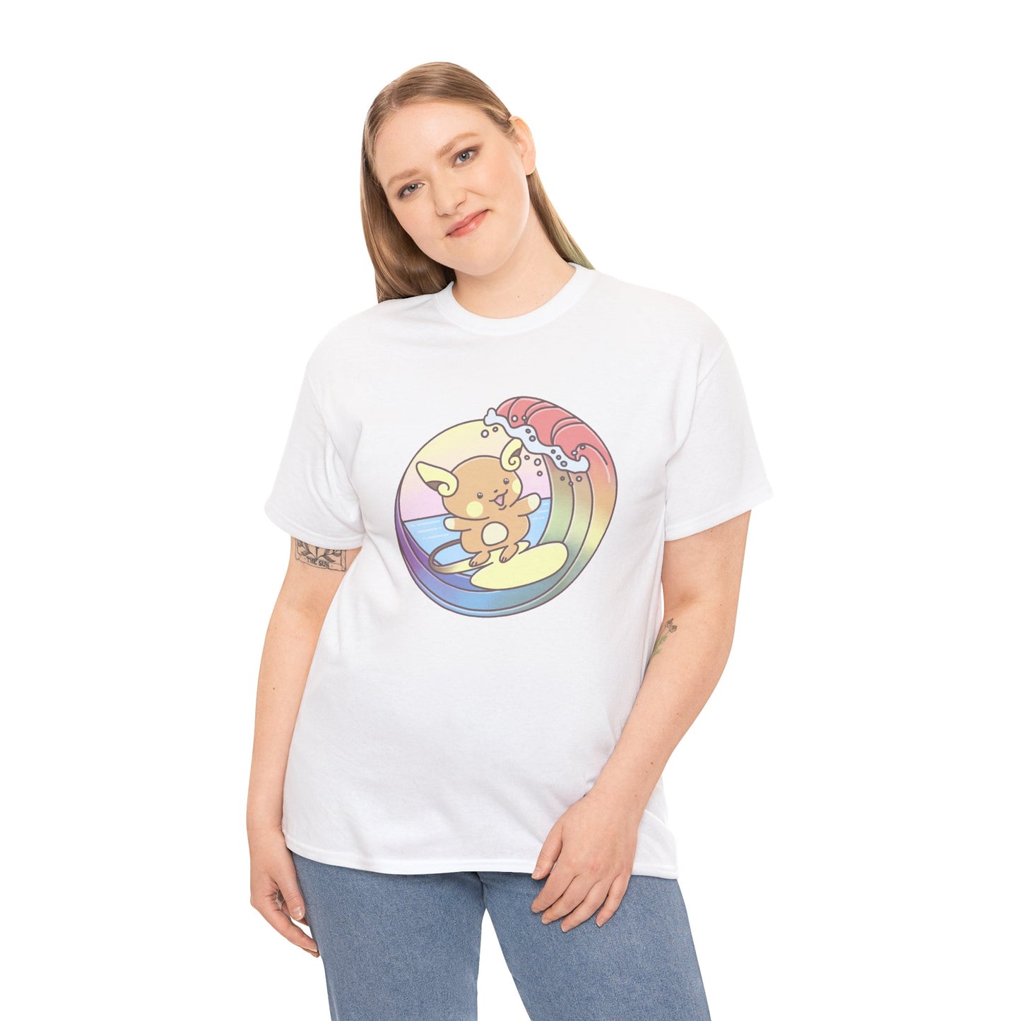 Rainbow surfer unisex shirt from organic cotton (US market)