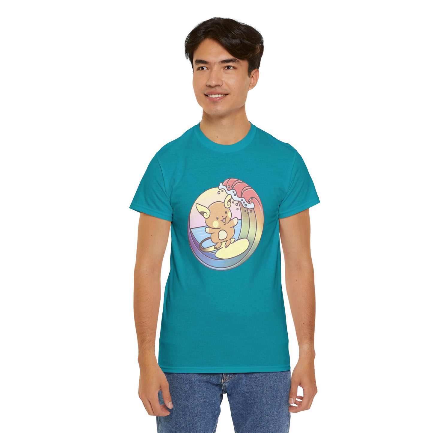 Rainbow surfer unisex shirt from organic cotton (US market)