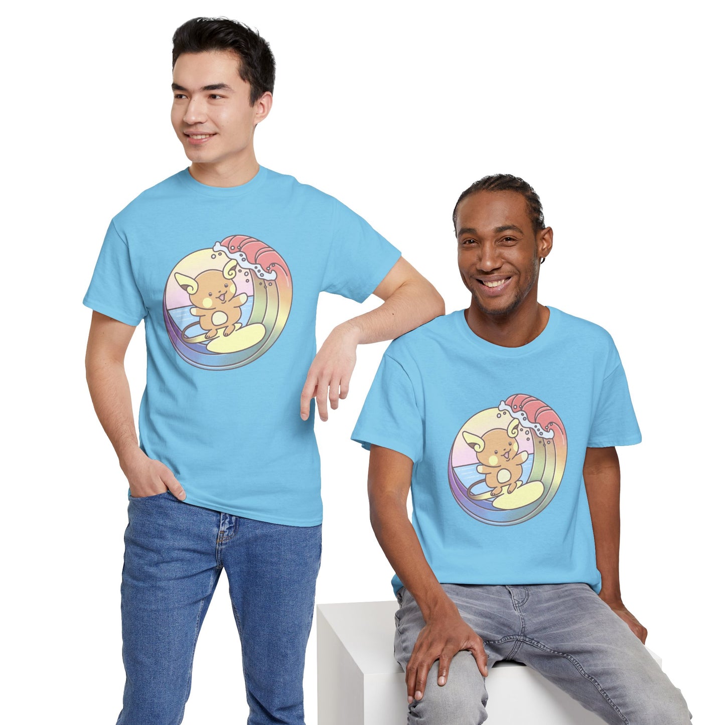 Rainbow surfer unisex shirt from organic cotton (US market)