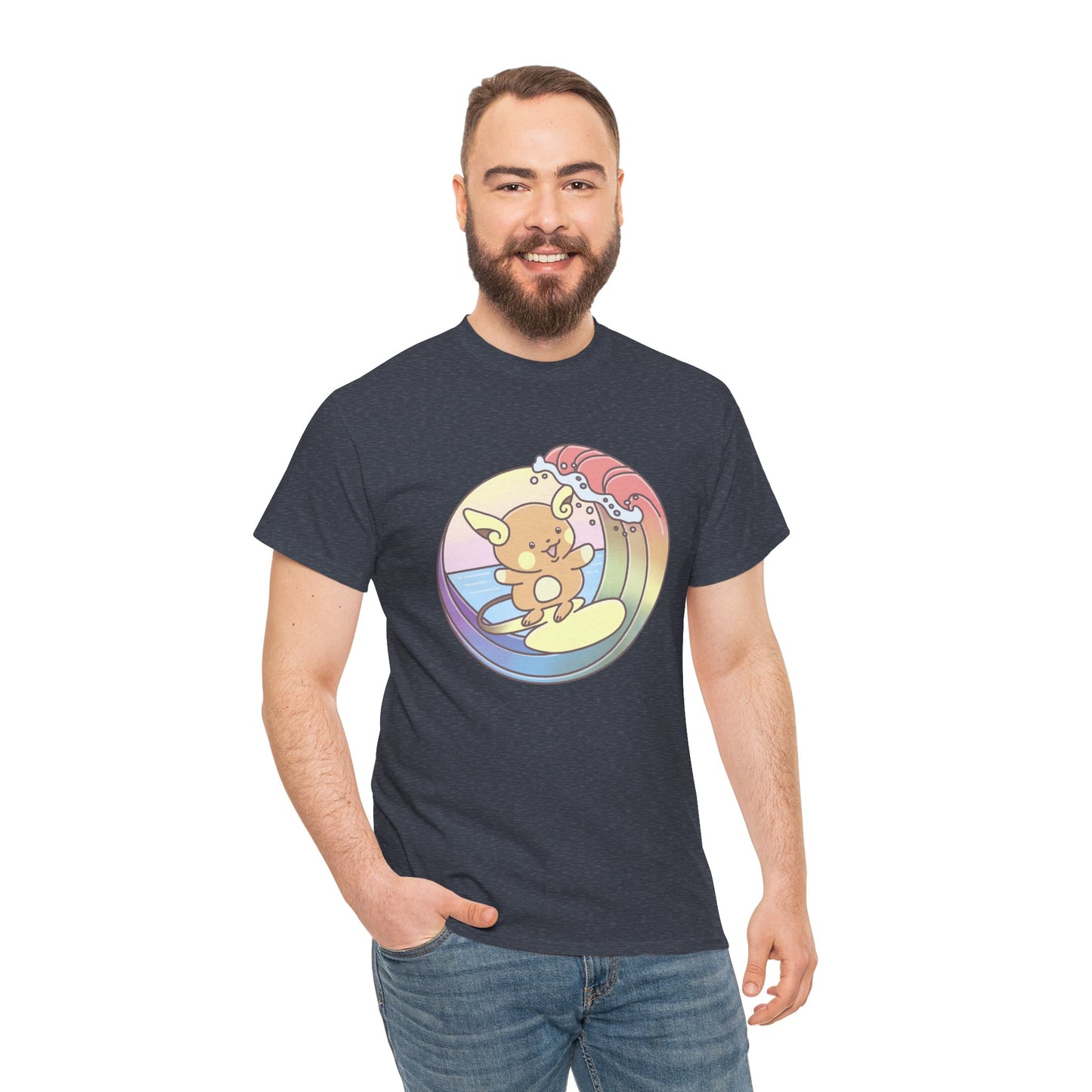 Rainbow surfer unisex shirt from organic cotton (US market)