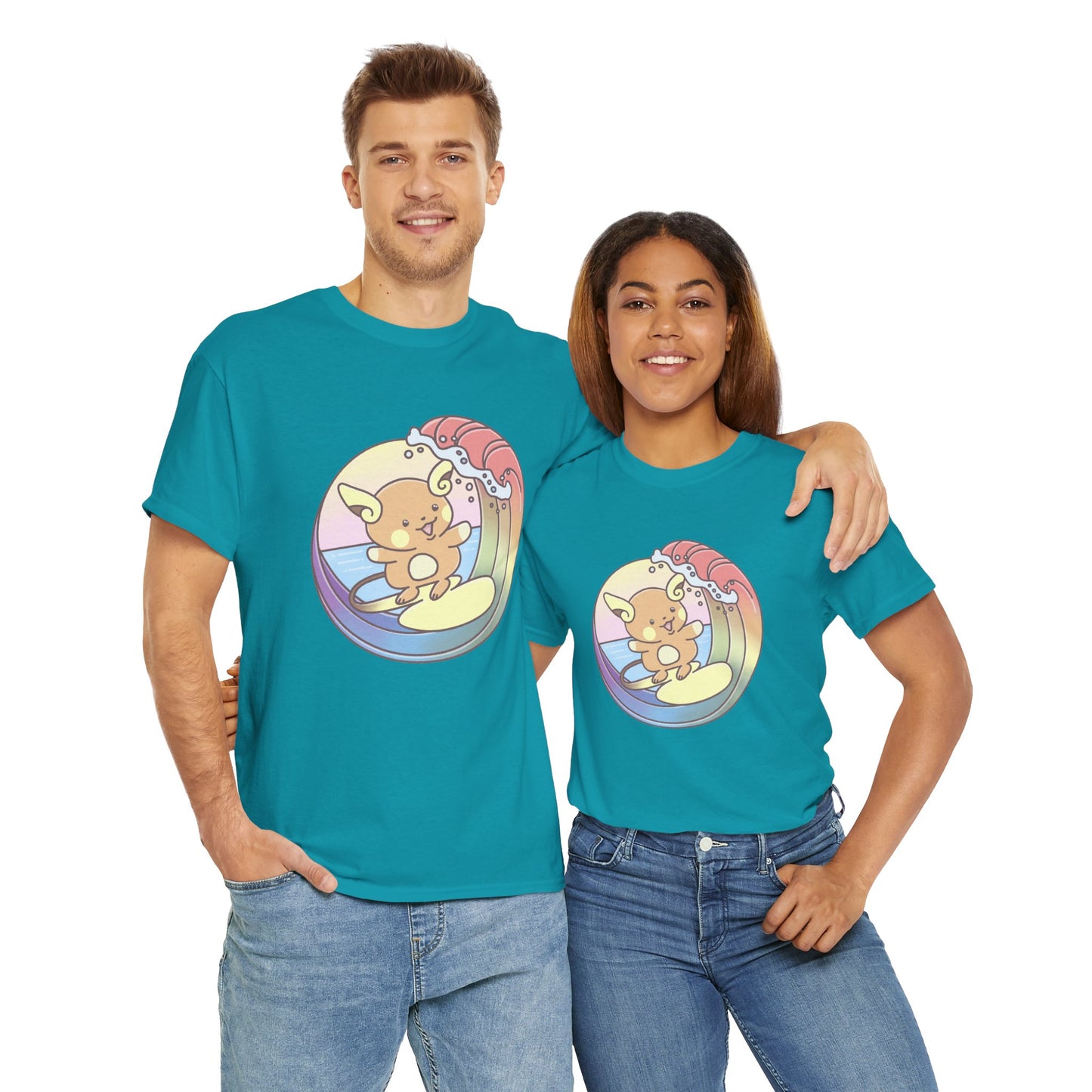 Rainbow surfer unisex shirt from organic cotton (US market)