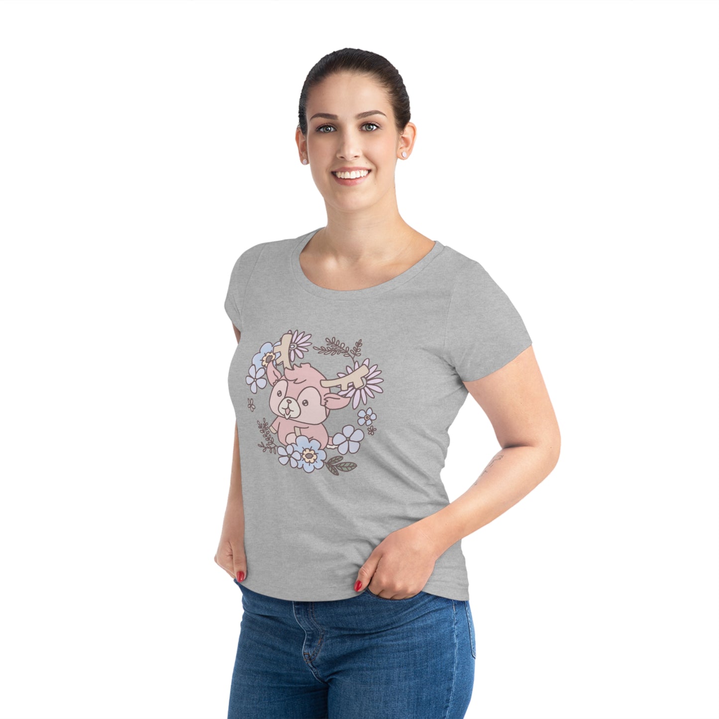 Shikataro's flower women's T-shirt from organic cotton (EU market)