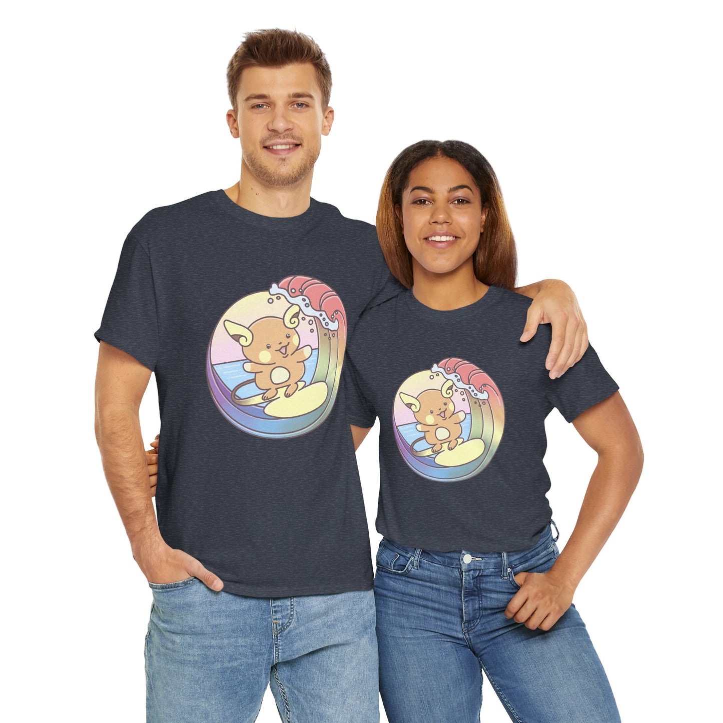 Rainbow surfer unisex shirt from organic cotton (US market)