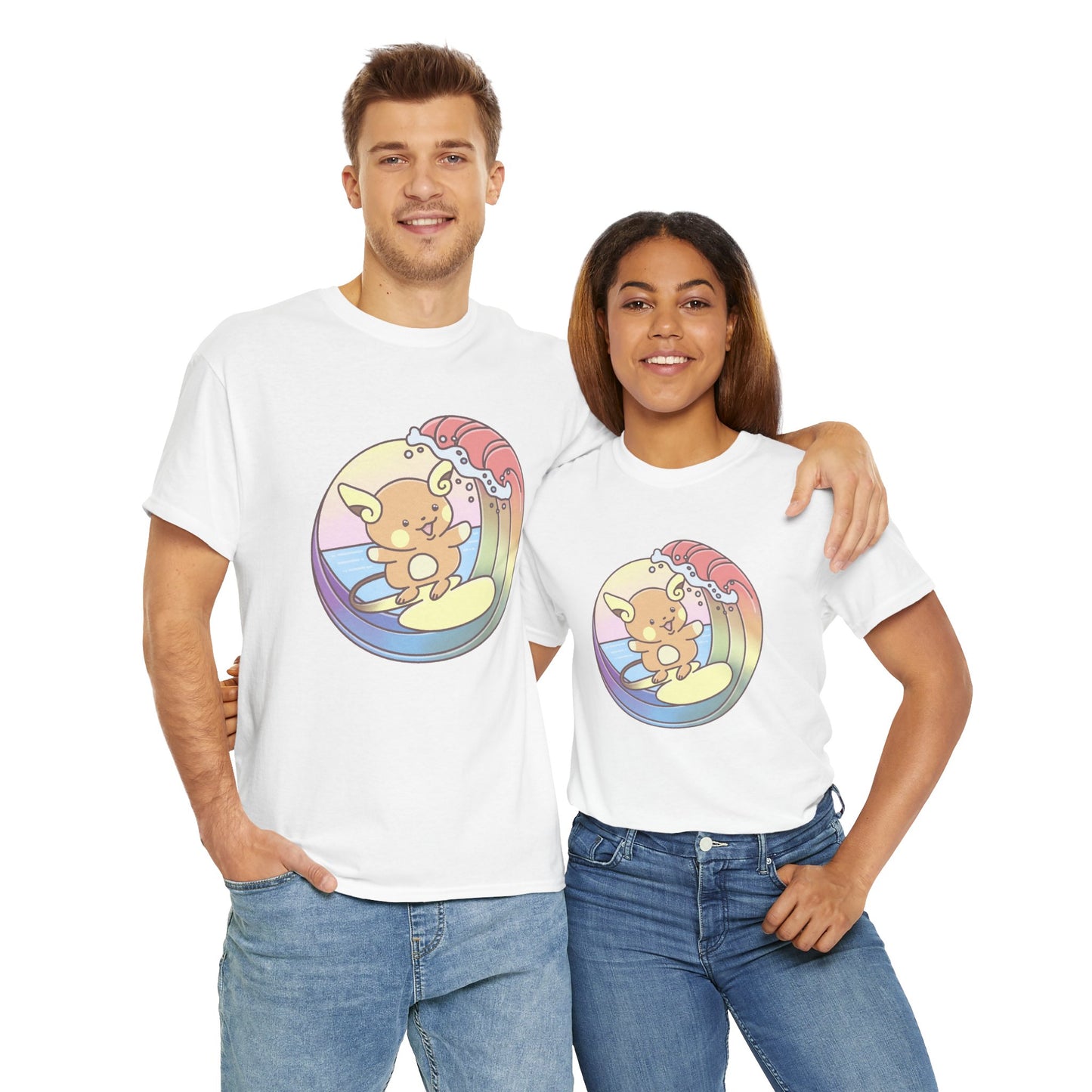 Rainbow surfer unisex shirt from organic cotton (US market)