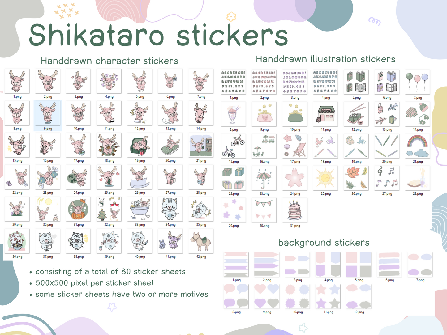 Shikataro's planner, diary & sticker bundle, digital files usable for Goodnotes productivity app