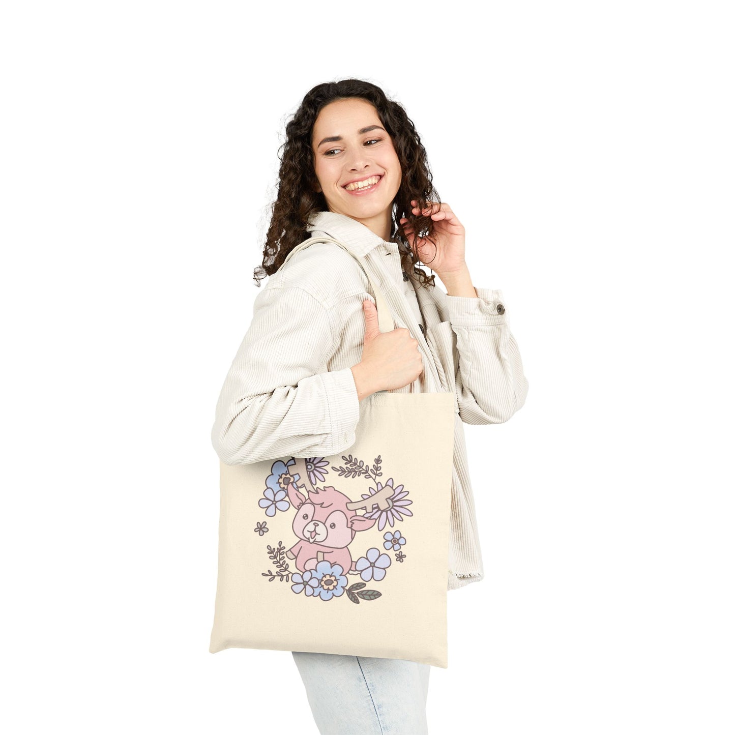 Shikataro & Inocchi's flower tote bag with motive on both sides (US market)