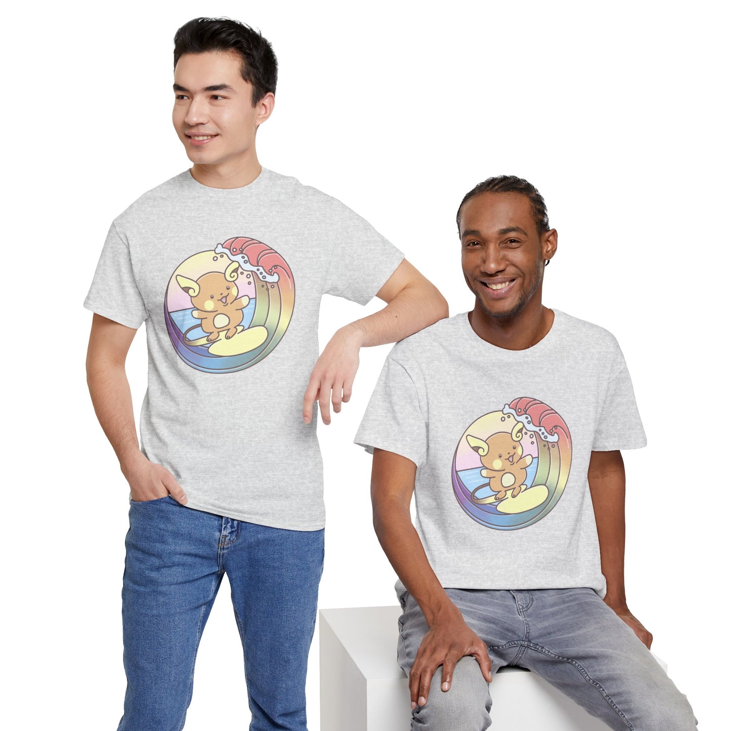 Rainbow surfer unisex shirt from organic cotton (US market)