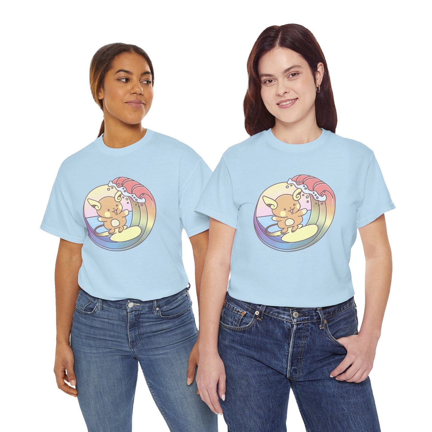 Rainbow surfer unisex shirt from organic cotton (US market)