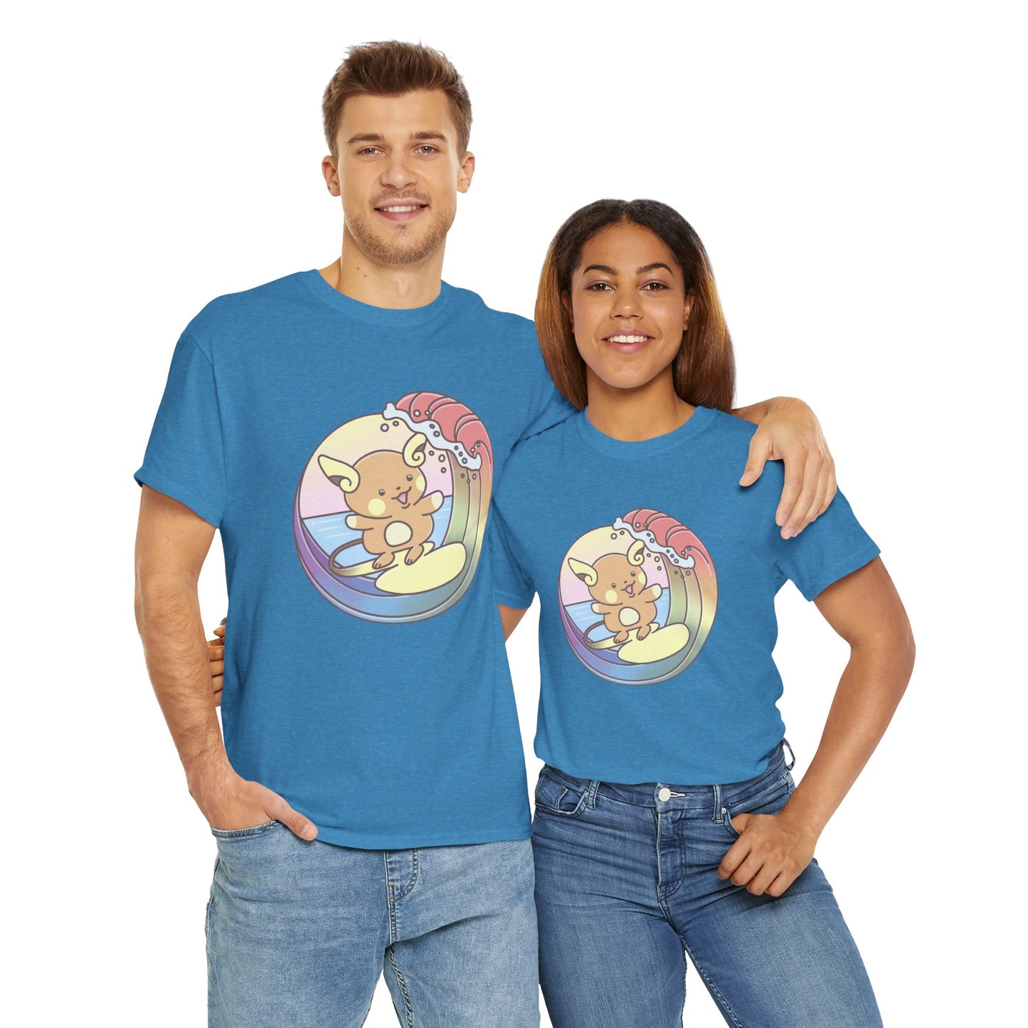 Rainbow surfer unisex shirt from organic cotton (US market)