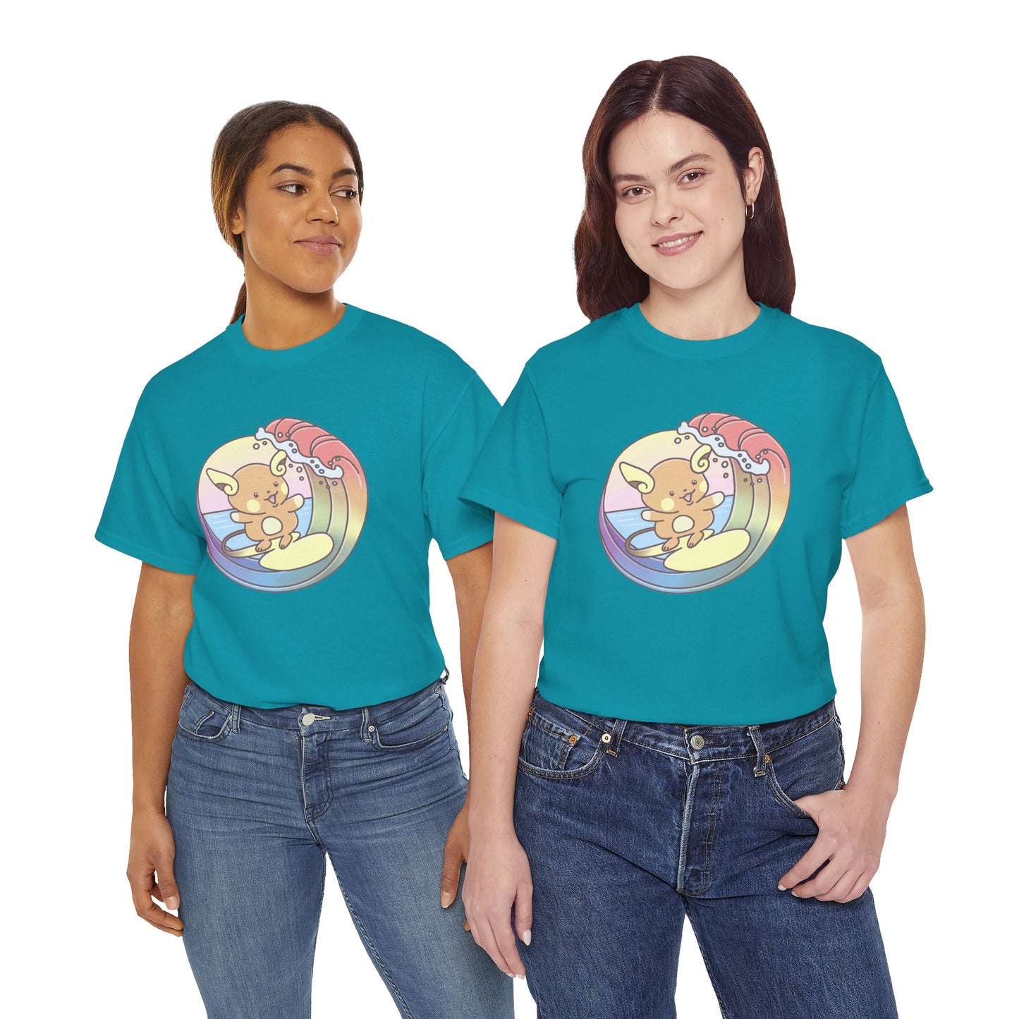 Rainbow surfer unisex shirt from organic cotton (US market)