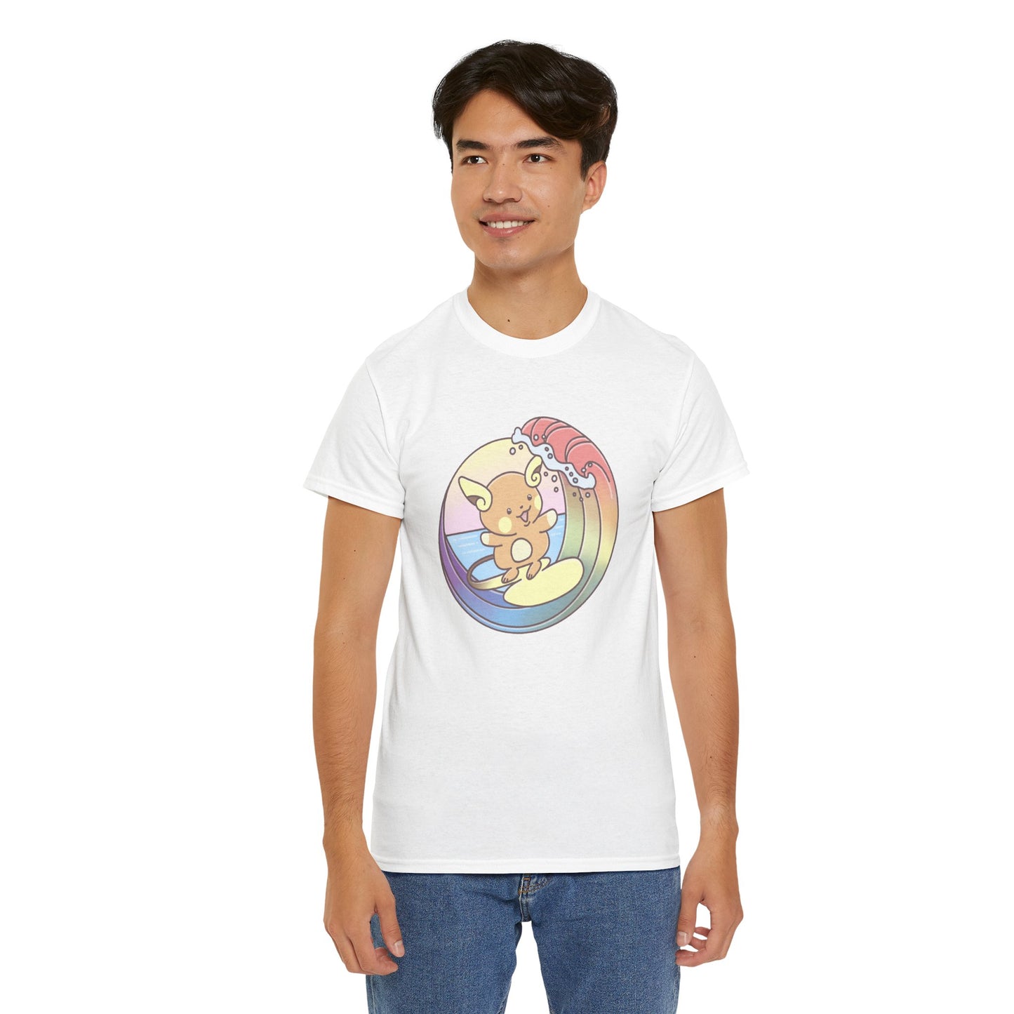 Rainbow surfer unisex shirt from organic cotton (US market)
