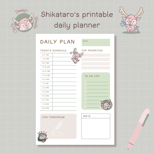 Shikataro's daily planner, free .pdf file to print out